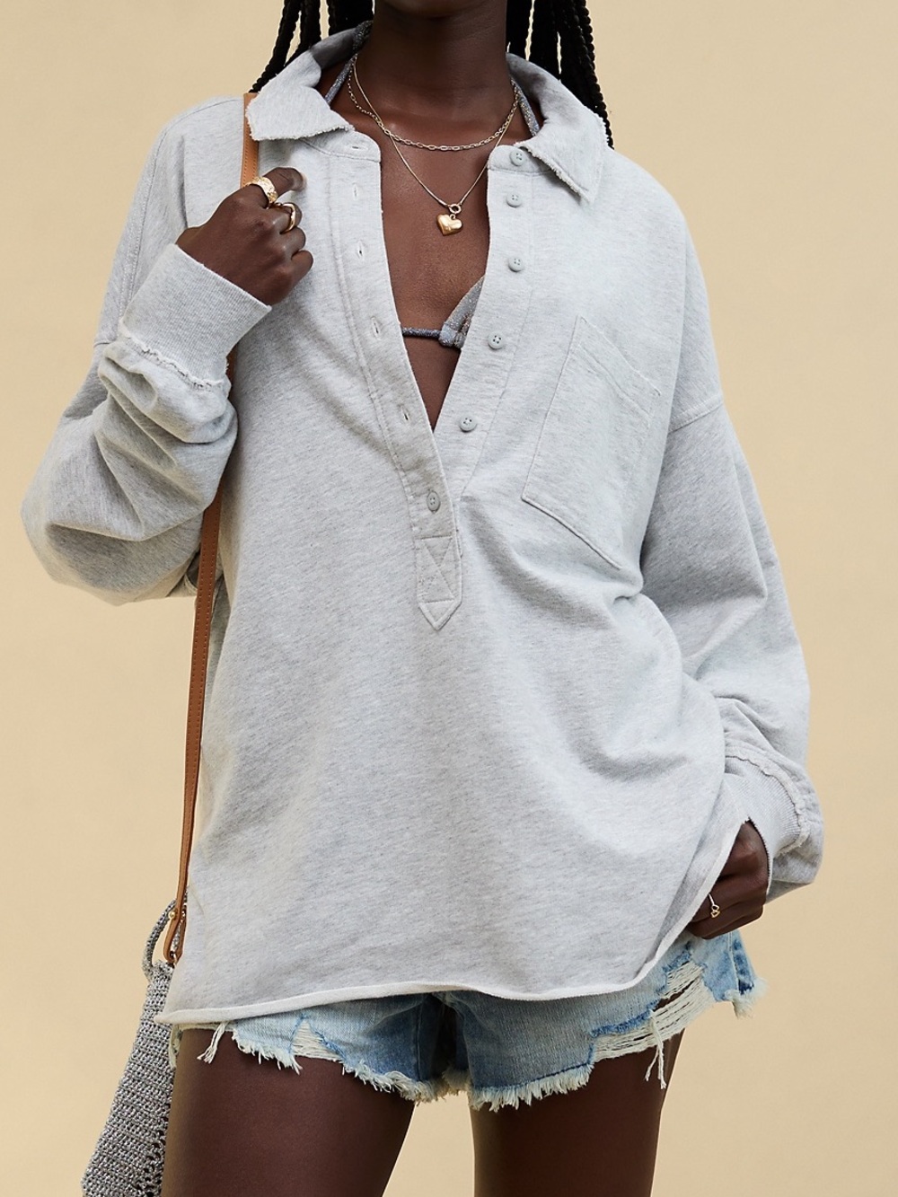 Aerie Take It Easy Popover Polo Sweatshirt